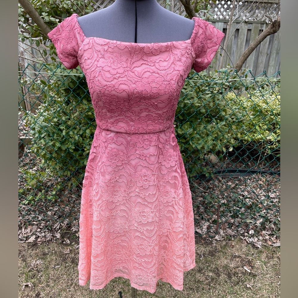 Pink Ombré Le Chateau Dress High-Low Hem Sparkly Prom Party XS - Picture 2 of 16